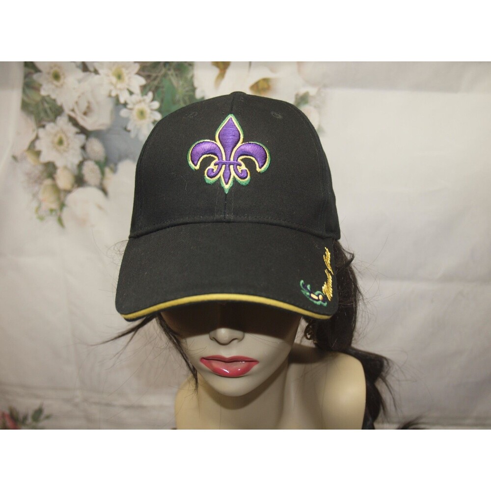 Mardi Gras Hat Embroidered Baseball Cap Strapback Black Nawlins NEW Unisex Adult